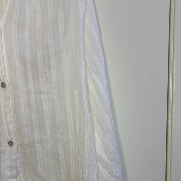 Cali by Cali Dreaming 100% Cotton Pleated Long Sleeve Kaya Shirt Pure White Med - Picture 6 of 11